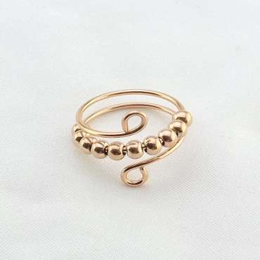 Anxiety ring dobbelt rose gold – justerbar fidget ring med bevægelige elementer til ro og fokus

