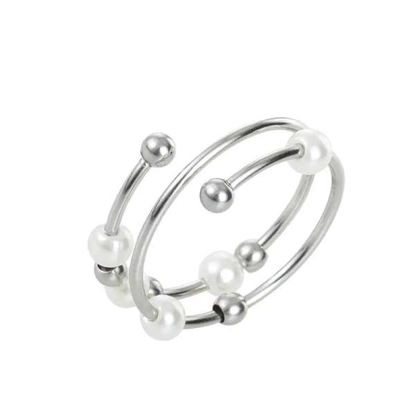Fidget ring med perler i Sølv