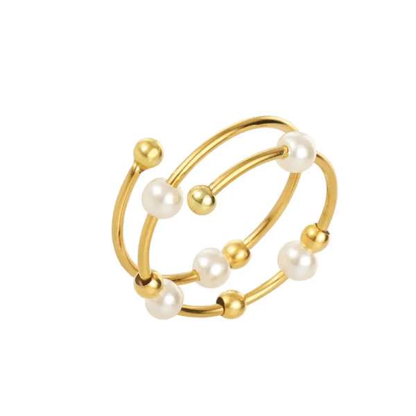 Fidget ring med perler i Guld