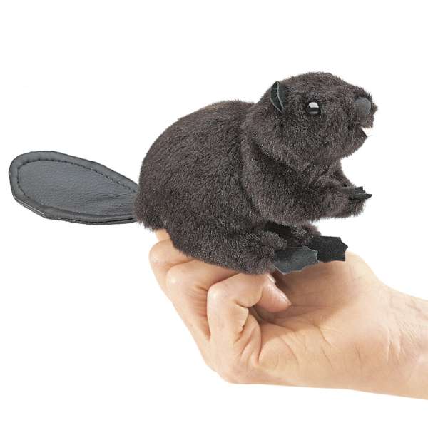 Bæver fingerbamse på hånd – blød hånddukke til børn

