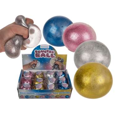 Klemmebold med glitter i flere farver – antistress bold med glimmer

