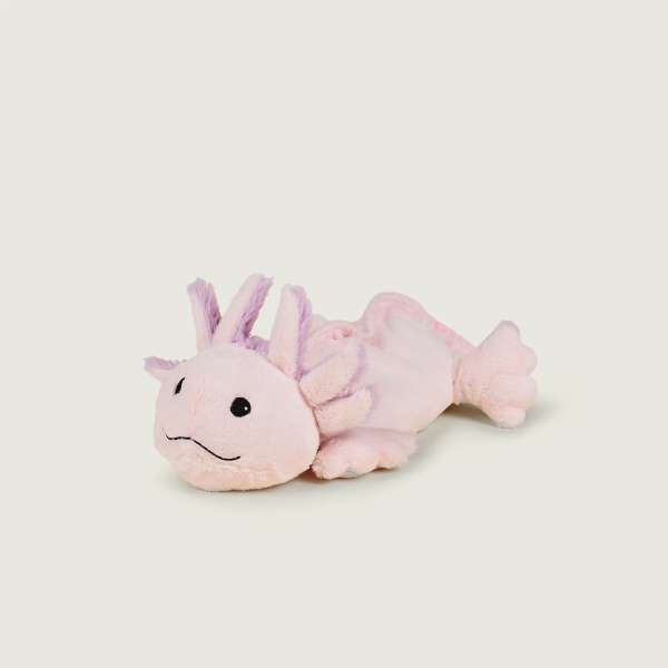 Pink axolotl skaber hyggelige og trygge stunder for børn under leg eller hvile.

