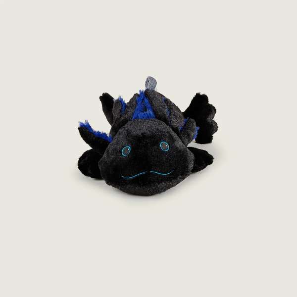 Sansebamse Warmies sort axolotl set forfra 
