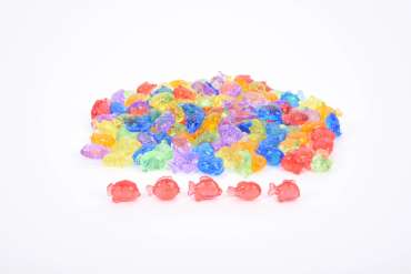 Transparente tællefisk i farver – læringsmateriale til tælling, sortering og sanselig leg

