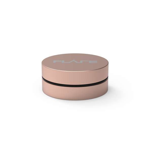 Flare Pocket Capsule åbent i rosa gold – praktisk og kompakt opbevaring


