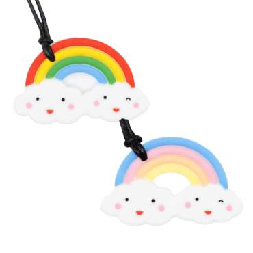 Regnbue bidesmykke – tyggevenligt smykke i silikone til oral stimulering og ro

