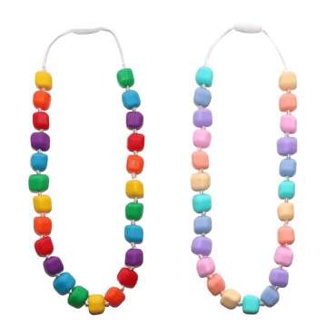 Prinsessen på ærten bidehalskæde – farverigt tyggevenligt smykke til oral stimulering

