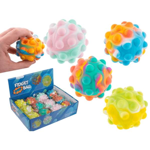 Fidget Pop Ball – farverig fidget bold med pop-effekt til at trykke og skabe ro

