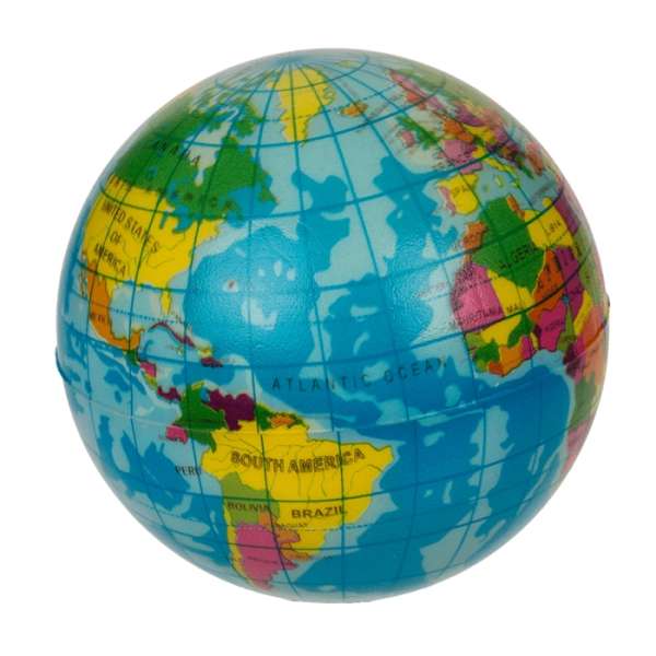 Antistressbold som jordklode set fra siden – sjov og sansestimulerende bold

