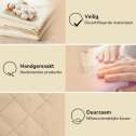 Detaljer af øjenpude med tyngde – håndlavet design og materialer


