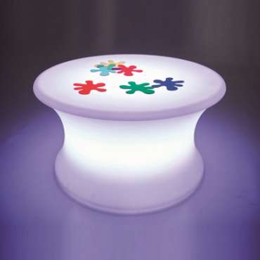 Sensory Mood bord med oplyst bordplade i blød farve og afrundet form