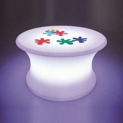 Sensory Mood bord med oplyst bordplade i blød farve og afrundet form