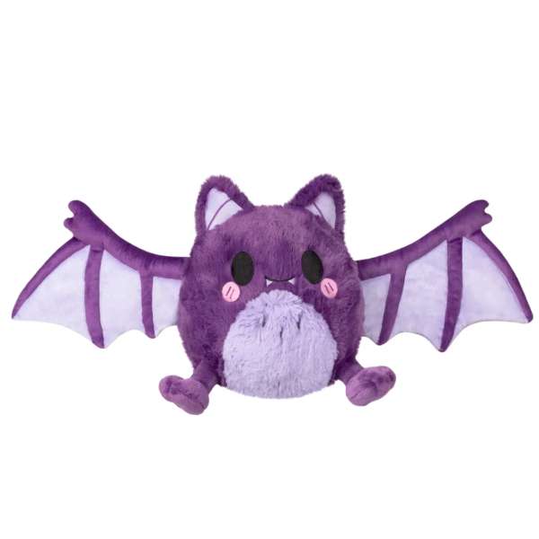 Spooky flagermus plush bamse forfra – lilla kawaii flagermus med store vinger og sødt ansigt

