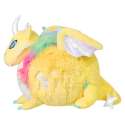 Prismatic drage bamse set fra siden – blød plush drage med pastel regnbuefarver, vinger og hale

