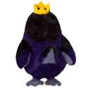 Kongeravn plush bamse bagfra – sort og lilla ravn med krone og bløde vinger

