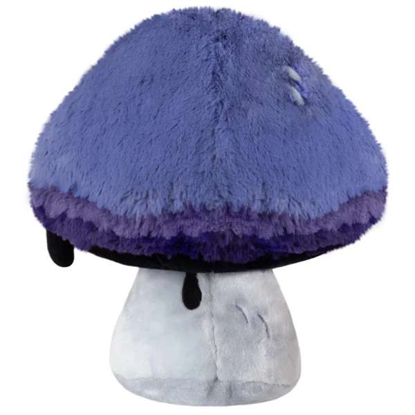 Blækhat svamp plush bamse bagfra – blød lilla svamp med detaljeret form og mørk kant

