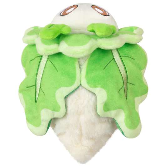 Alterego Møl Majroe plush bagfra med grønne bladvinger og bløde materialer – unik kawaii bamse fra vicca.dk

