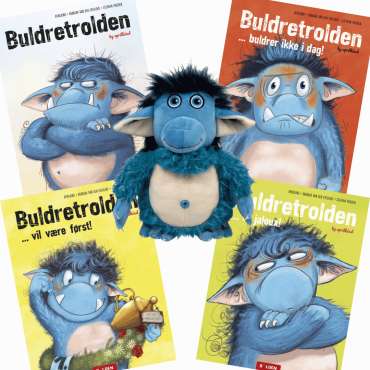 Buldretrolden bogpakke med flere bøger og bamse – samlet sæt med rabat til børn om følelser

