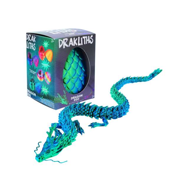 Her ses Drakliths dragefidget  i den æske den kommer sammen med en drage