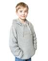 Dreng iført grå tyngdehoodie med afslappet pasform, blød og komfortabel hoodie til børn

