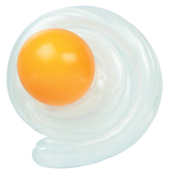 Thinking Putty Egg-Cellent close-up – hvid putty med gul kugle til visuel og taktil stimulering

