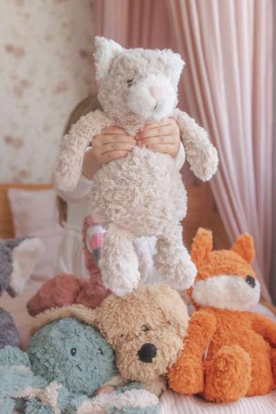 Katten Pickles få et kram af en pige