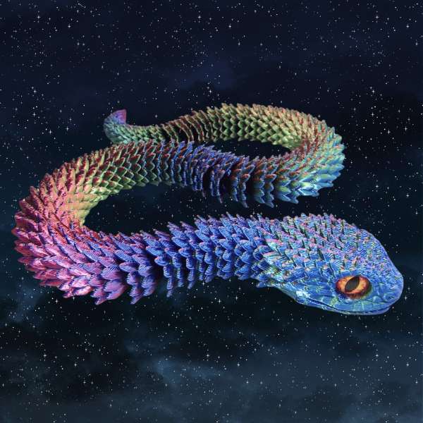 🐍 Sideprofil af Drakliths slange, der fremhæver dens lange, smidige krop og levende udtryk

