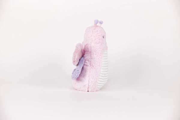 Sansebamse Warmies® lyserød sommerfugl fra siden