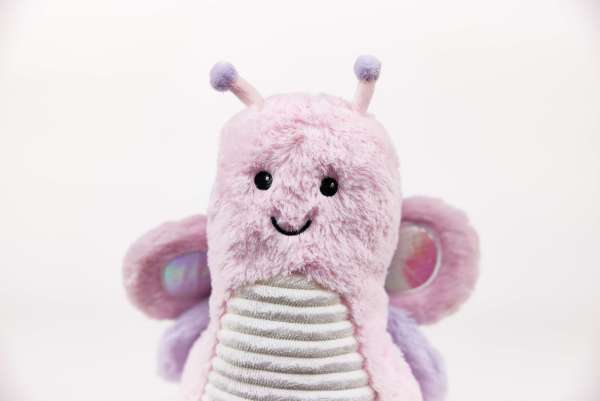 Sansebamse Warmies® lyserød sommerfugl