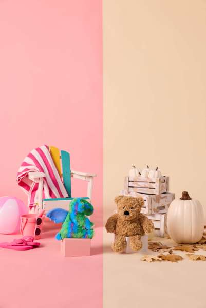 Sansebamse Warmies® regnbuedrage