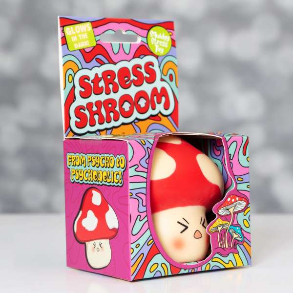 Stress Shroom fidget i emballage – sjovt antistress klemmedyr


