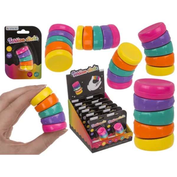 Twist fidget med farverige cirkler – fleksibelt antistress legetøj

