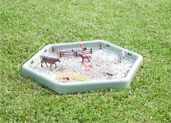 6-kantet bakke til tuff tray sanse-legebord 