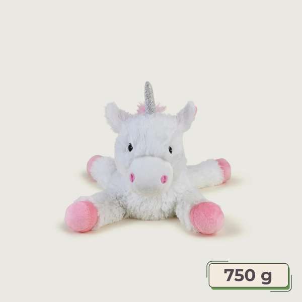 Warmies liggende enhjørning – sansebamse med varme på 750 g til ro og tryghed

