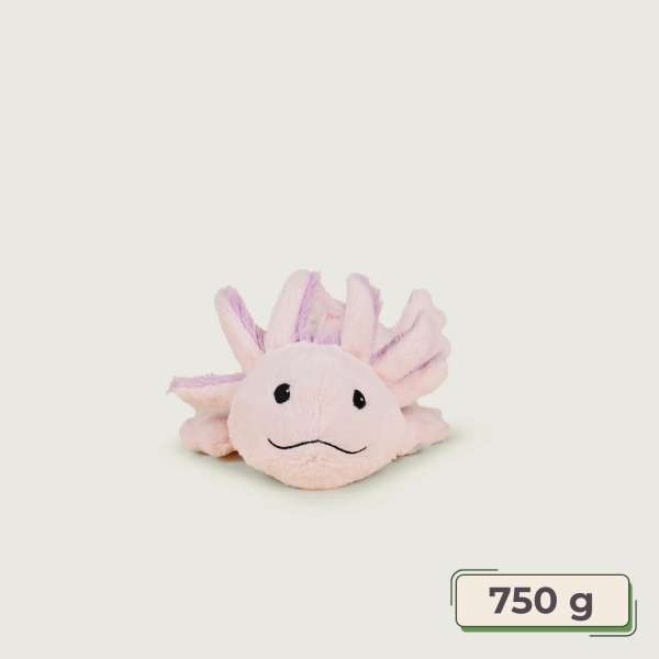 Sansebamse Warmies pink axolotl set forfra 