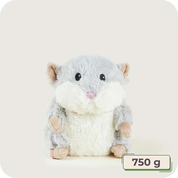 Warmies grå hamster – sansebamse med varme på 750 g til ro og tryghed


