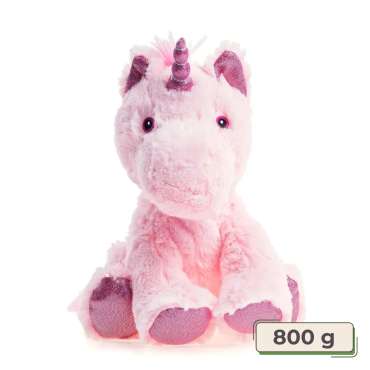 Pink enhjørning sansebamse – blød og fantasifuld bamse til kram, sanseleg og kreativ leg for børn.

