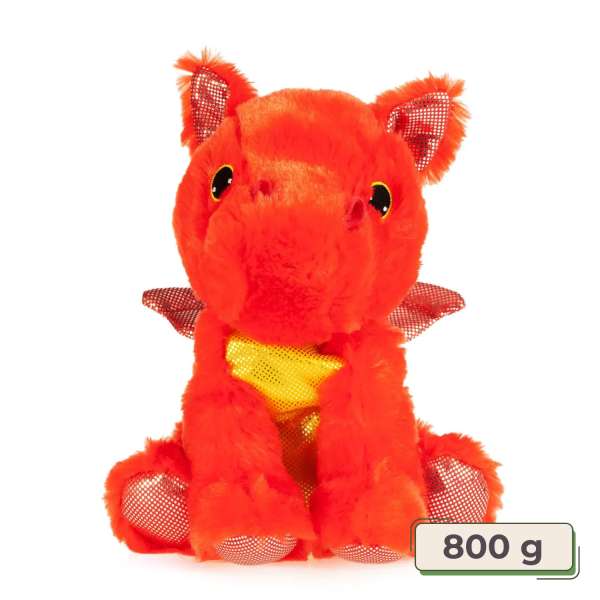 Rød drage sansebamse med tyngde 800 g – blød og beroligende bamse til børn med sensoriske behov

