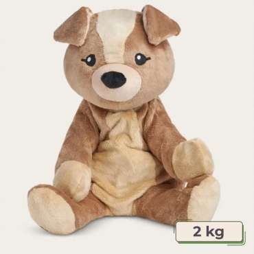 Hugimals Hundehvalpen Charlie tyngdebamse set forfra på hvid baggrund"