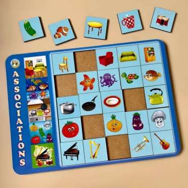 Associations puslespil til børn med billeder og kategorier – hvad passer hvor læringsspil – vicca.dk


