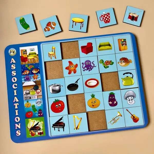 "Hvad passer hvor" associations-puslespil