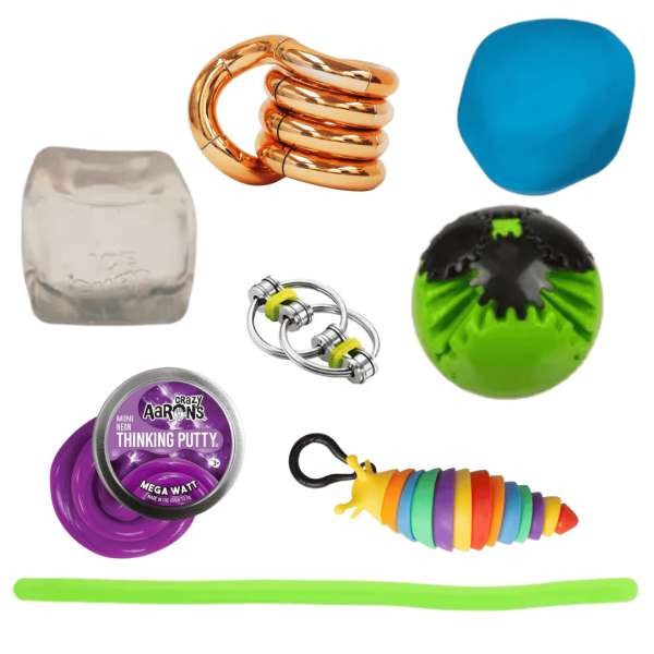 Favorit Fidgetsæt – sanselegetøj med forskellige fidget‑aktiviteter til børn og voksne.