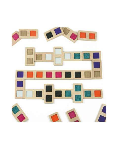 Andreu Toys taktil domino – sensorisk dominospil i træ med forskellige teksturer.

