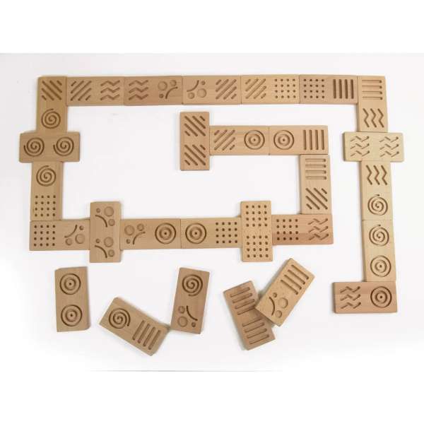 Andreu Toys sensorisk domino – stort taktilt dominospil i træ til børn.

