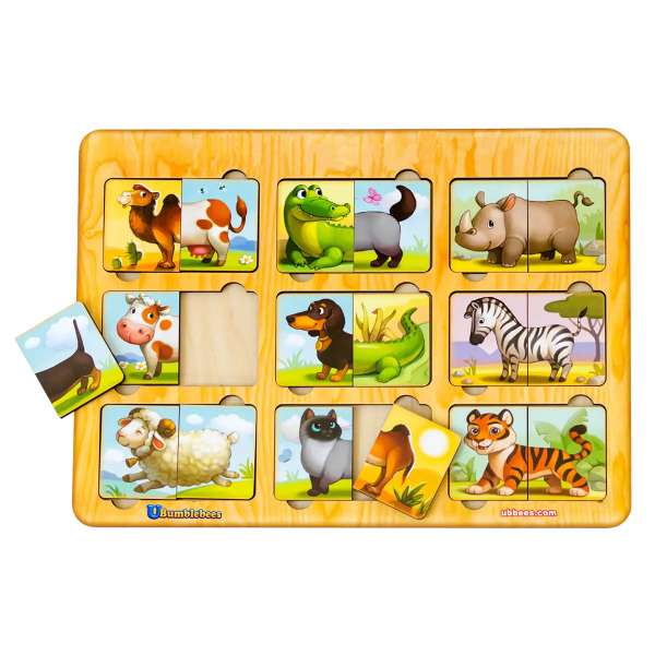 Træpuslespil med fantasifulde dyr – motorik- og læringspuslespil til børn.

