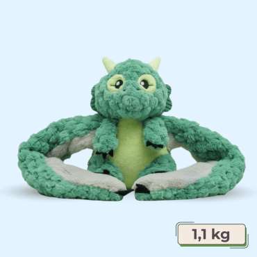 Dragen Zephyr Hugaround vist samlet, liggende på neutral baggrund med blød, fyldig krop