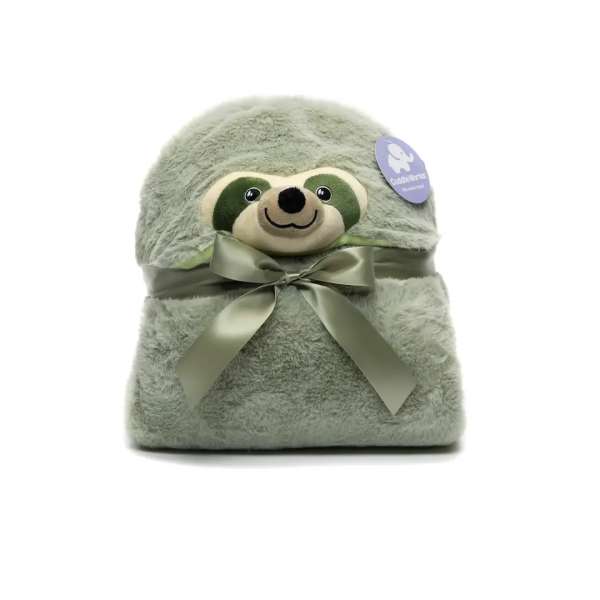 Dovendyr hoodie-tyngdetæppe foldet – hyggeligt design med dovendyr

