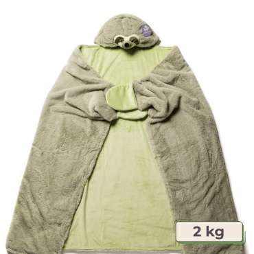 Dovendyr hoodie-tyngdetæppe i grøn – blødt tyngdetæppe med hætte til ro og tryghed

