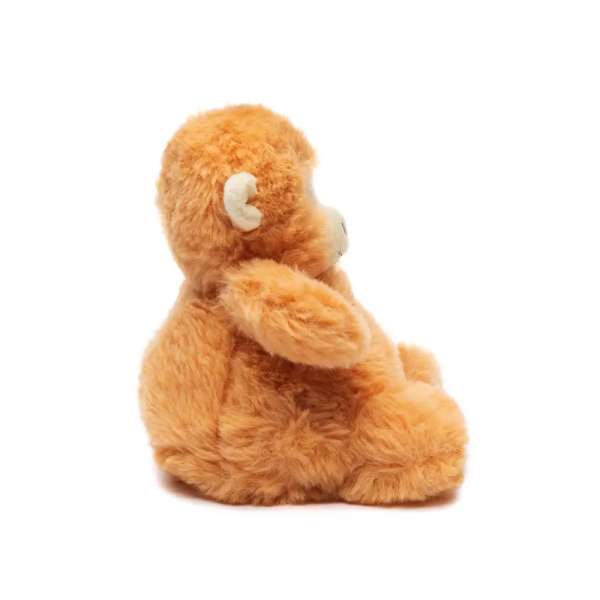 Abe Bitty Buds tyngdebamse brun set fra siden – sansestimulerende bamse til ro og fokus

