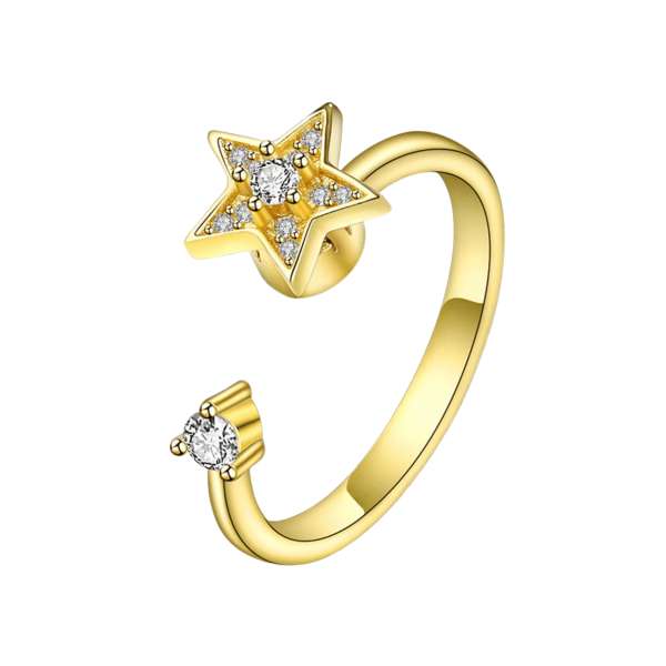 Fidgetring med stjerne og rhinsten